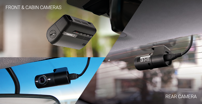 f770 dashcam front and cabin cameras in various installed places