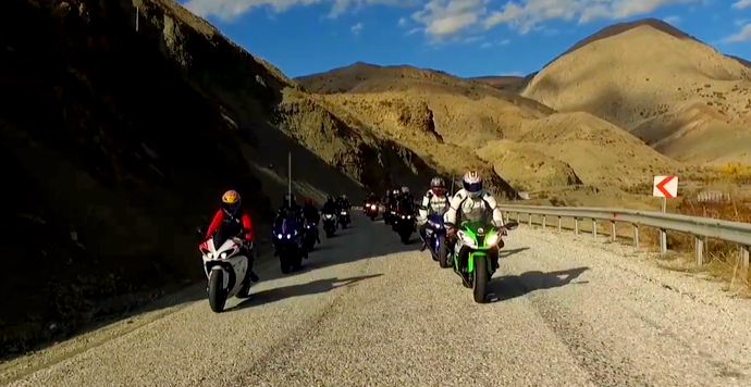 rear camera view of motorbikes from bike cam