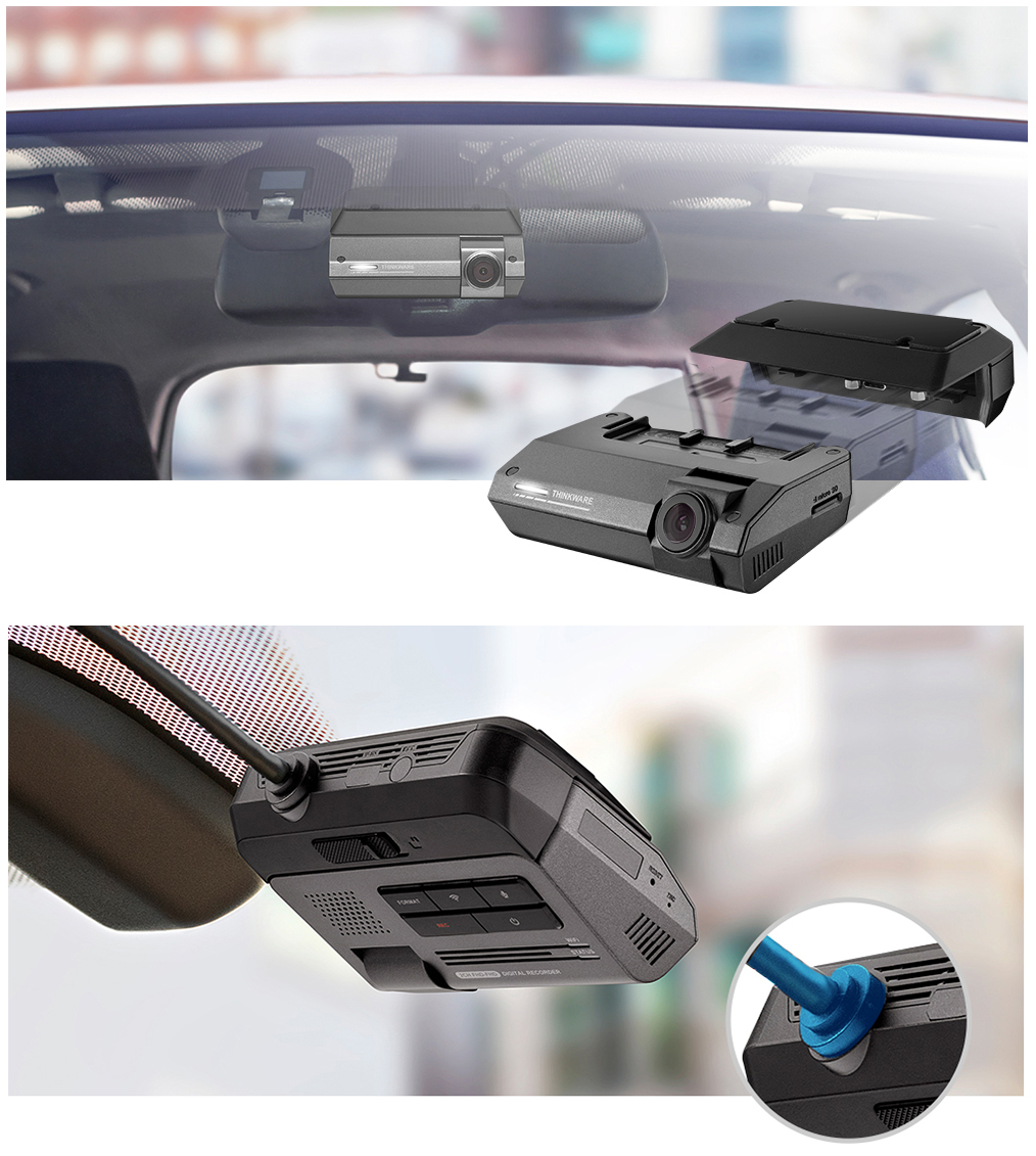 Thinkware F790 dashcam fits behind rear vision mirror